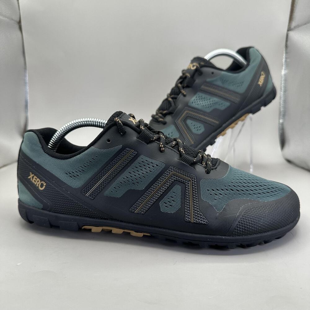 Xero Shoes Mesa Trail II Mens Size 9.5 Black Green Trail Running Shoes Barefoot